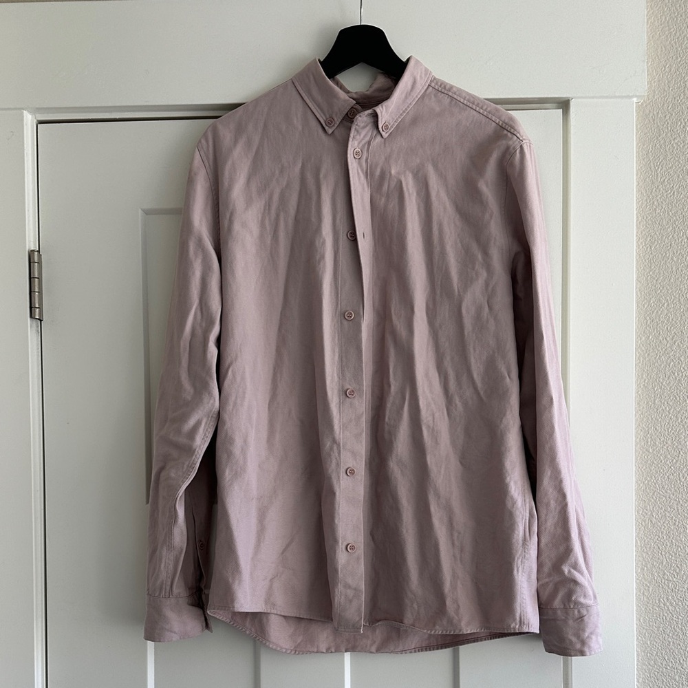 COS Men's Light Pink Casual Button-Down Shirt